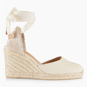 Castaner Espadrille Wedges with Ankle Tie - Cream, size 37